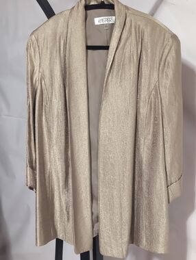 Kasper Shimmery Champagne Open-Front Blazer